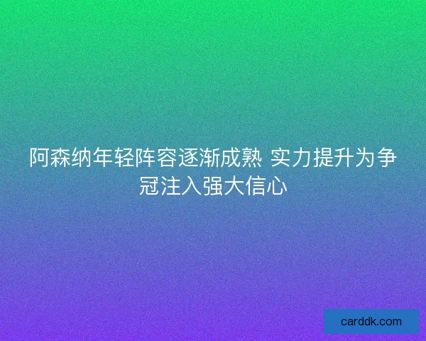 阿森纳年轻阵容逐渐成熟 实力提升为争冠注入强大信心