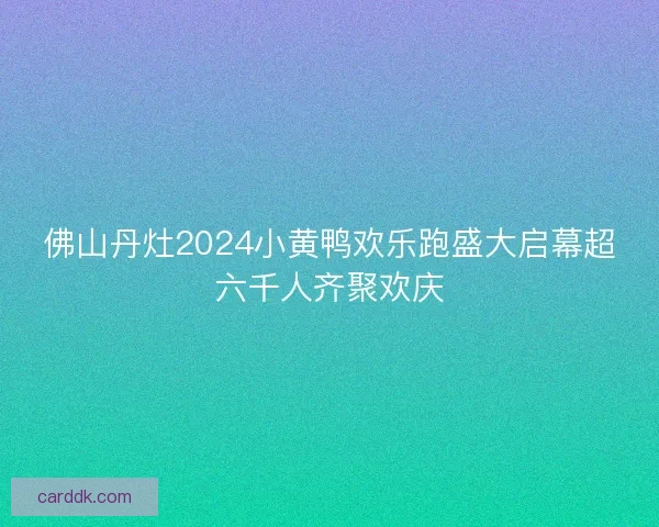 佛山丹灶2024小黄鸭欢乐跑盛大启幕超六千人齐聚欢庆