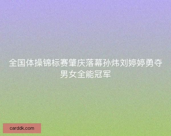 全国体操锦标赛肇庆落幕孙炜刘婷婷勇夺男女全能冠军